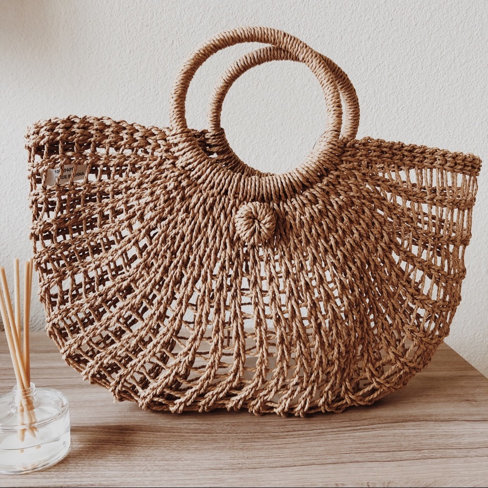 Woven Tote Bag Rattan Style